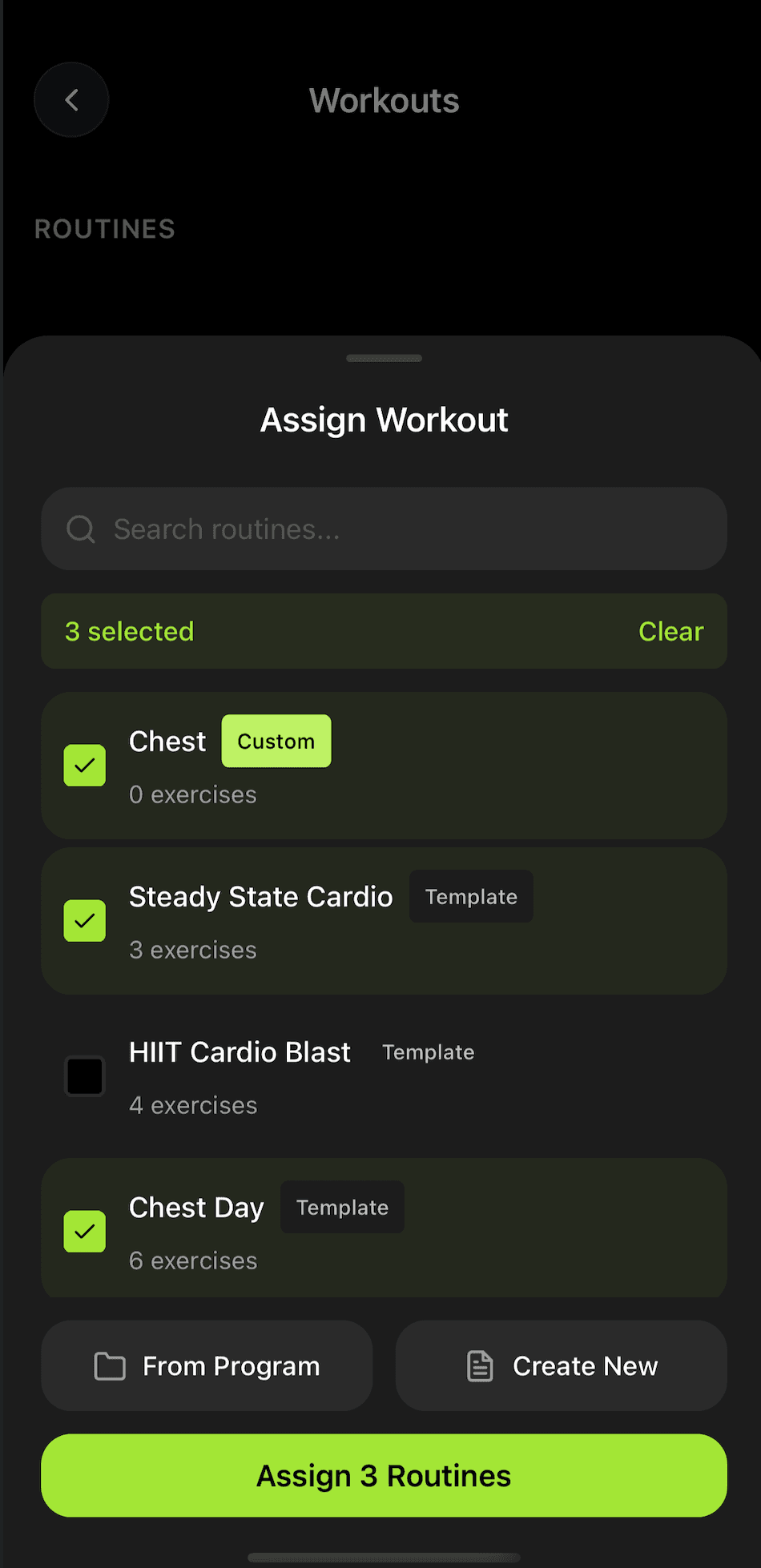 Assign & Share Workouts